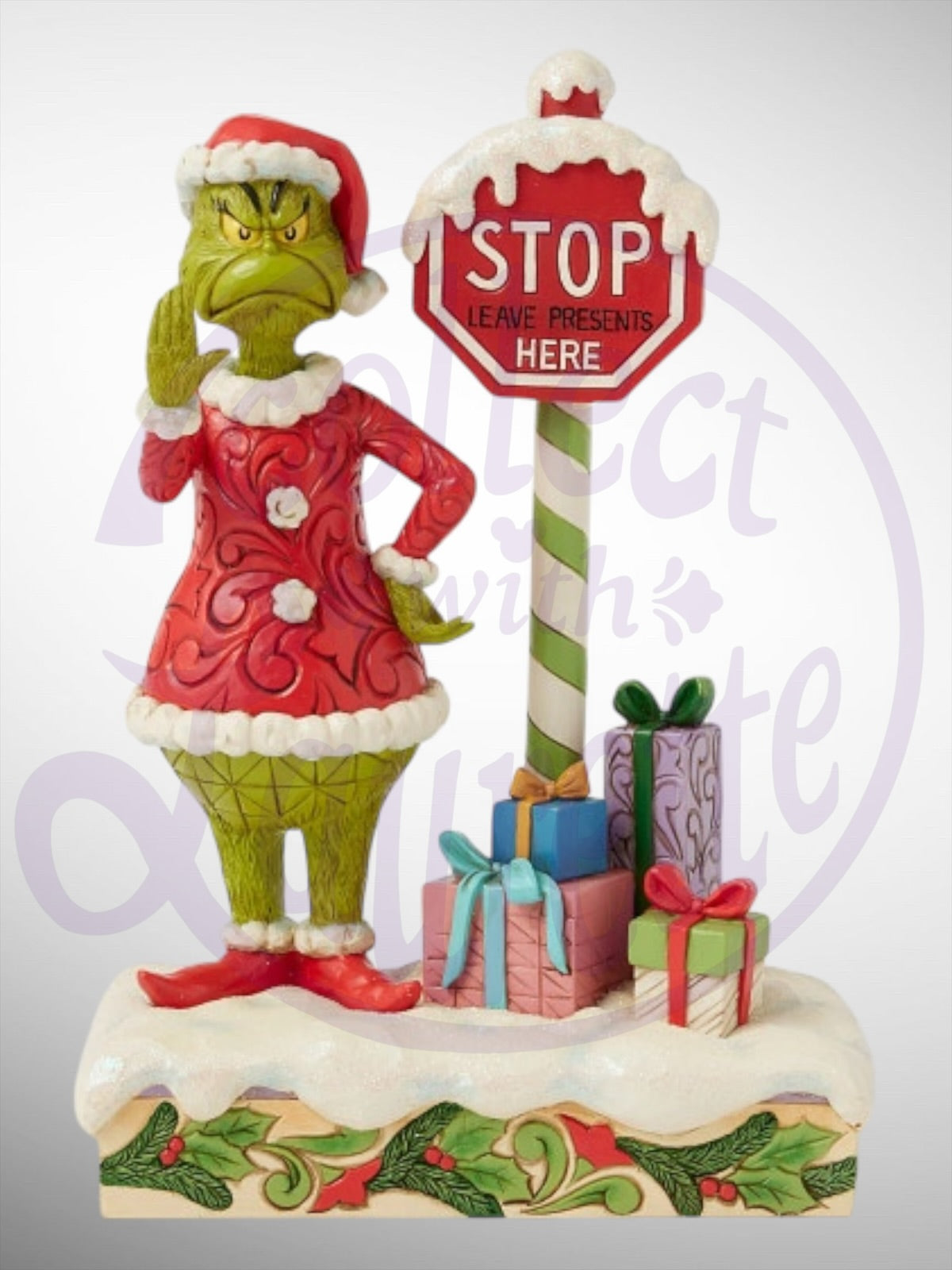 Jim Shore Dr. Seuss The Grinch - Grinch by Stop Sign LED Figurine - PREORDER