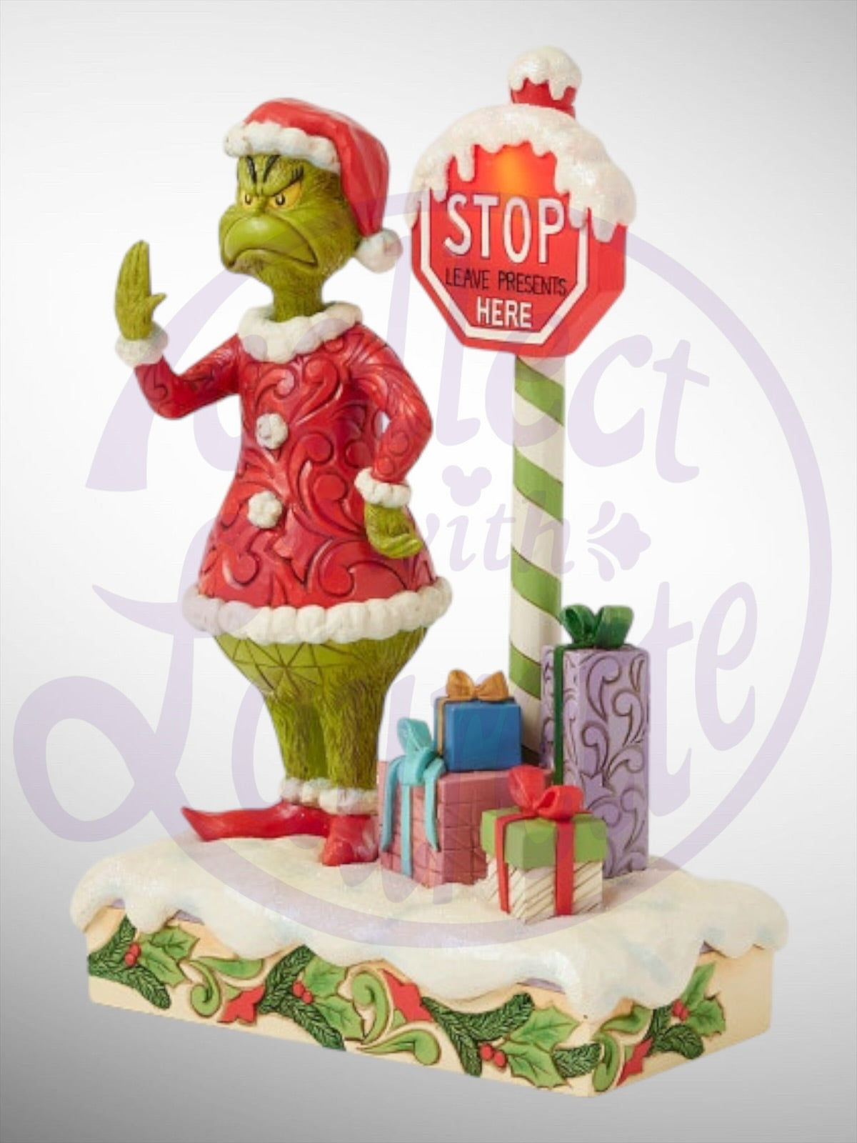 Jim Shore Dr. Seuss The Grinch - Grinch by Stop Sign LED Figurine - PREORDER