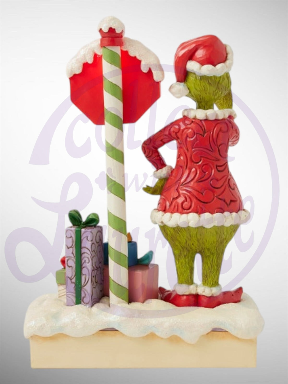 Jim Shore Dr. Seuss The Grinch - Grinch by Stop Sign LED Figurine - PREORDER