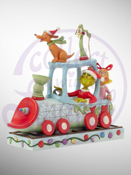 Jim Shore Dr. Seuss The Grinch - Grinch Max and Cindy on Train Figurine - PREORDER