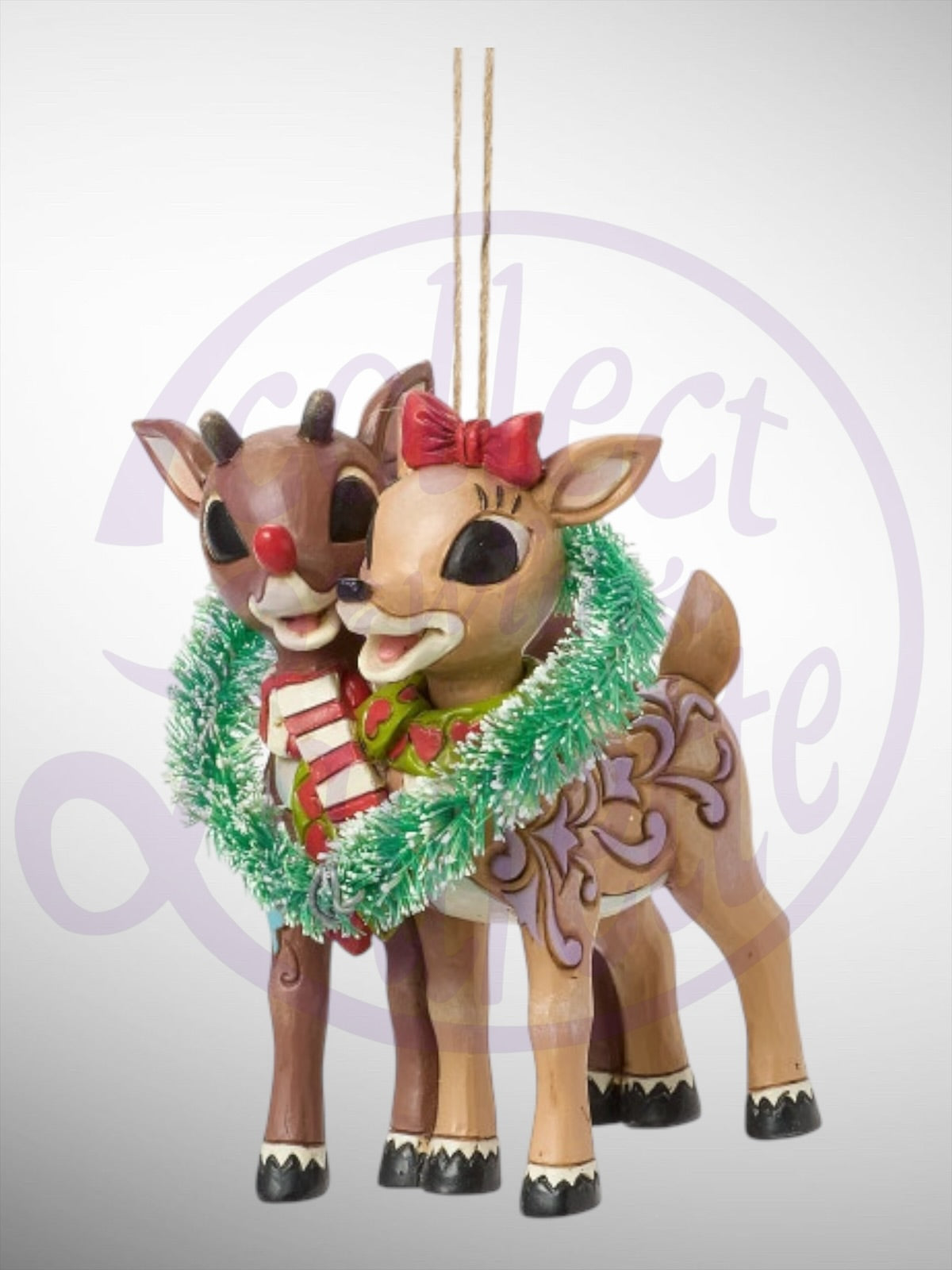 Jim Shore Rudolph Traditions - Rudolph and Clarice Heart Hanging Ornament - PREORDER