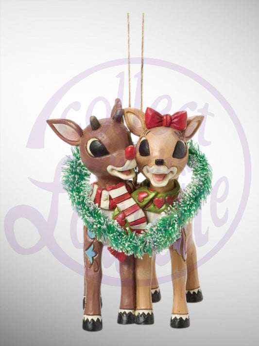 Jim Shore Rudolph Traditions - Rudolph and Clarice Heart Hanging Ornament - PREORDER