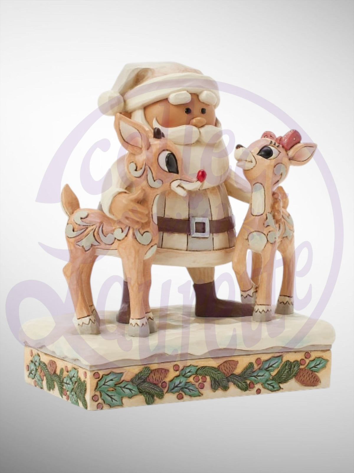 Jim Shore Rudolph Traditions - Woodland Santa with Rudolph and Clarice Figurine - PREORDER