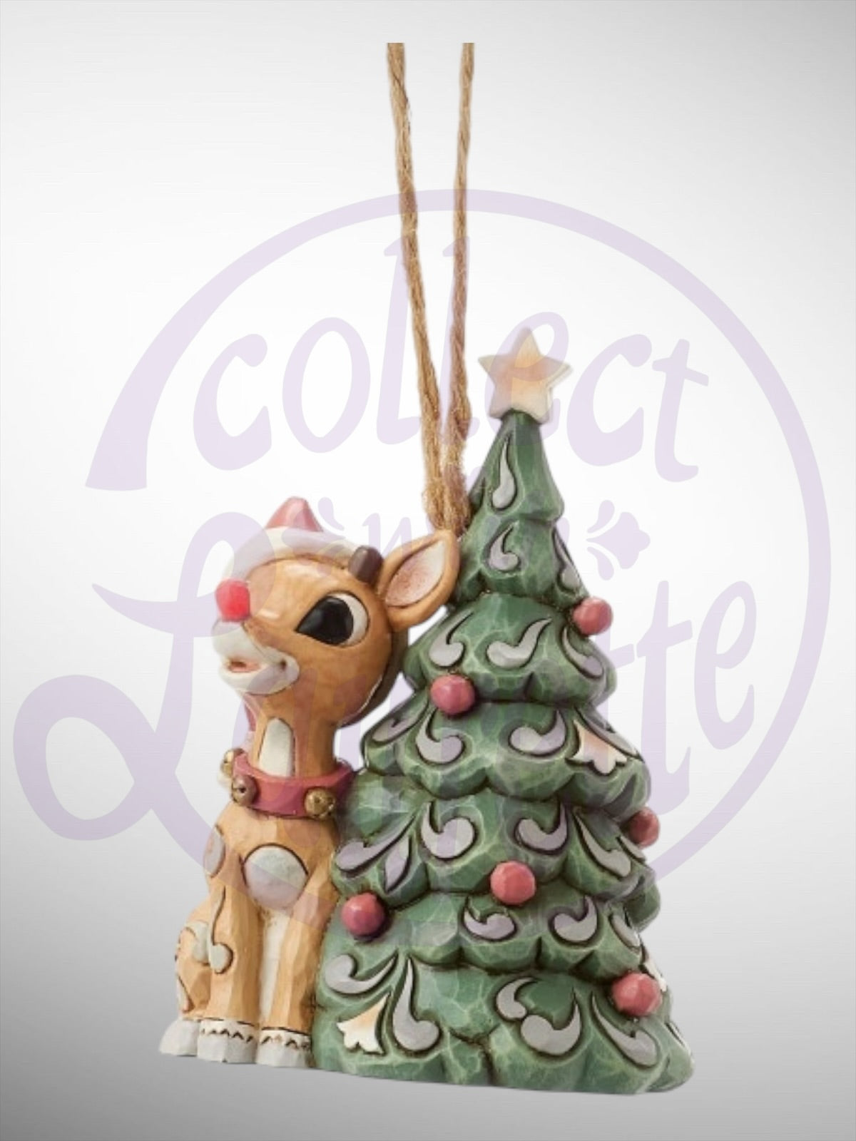 Jim Shore Rudolph Traditions - Woodland Rudolph with Tree Hanging Ornament - PREORDER