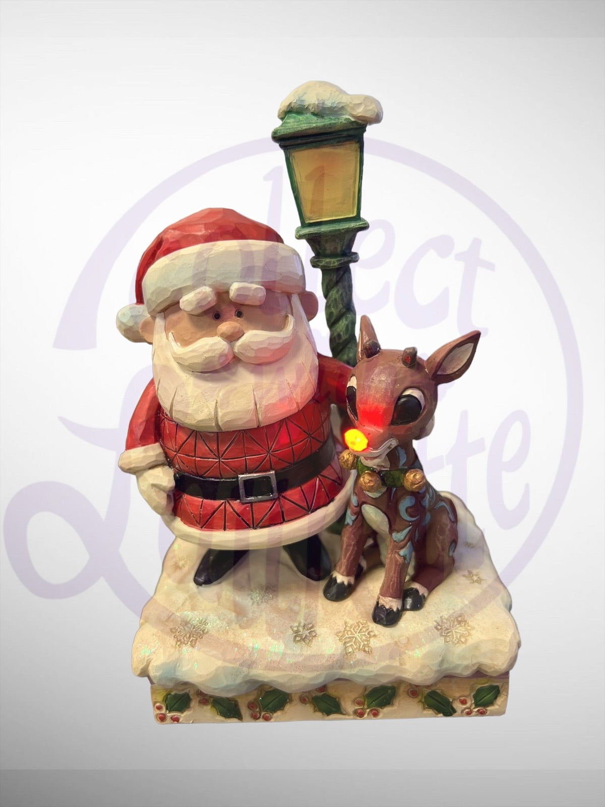 Jim Shore Rudolph Traditions - Rudolph & Santa Lamp Post Figurine