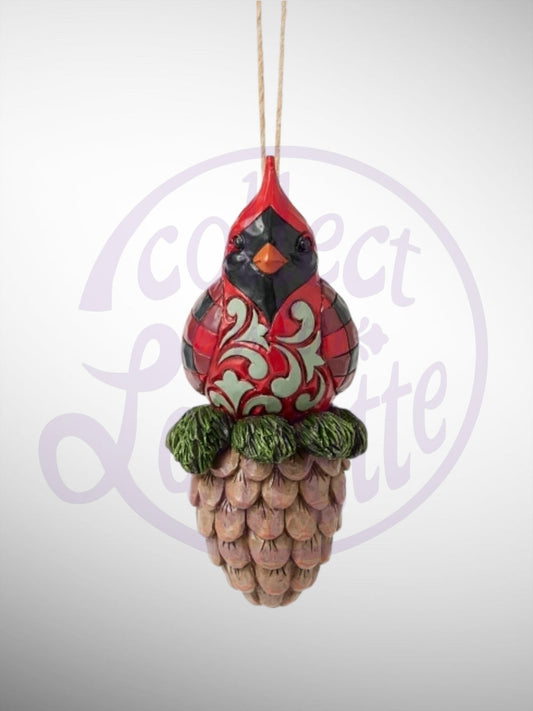 Jim Shore Heartwood Creek - Highland Glen Cardinal Pinecone Christmas Ornament - PREORDER