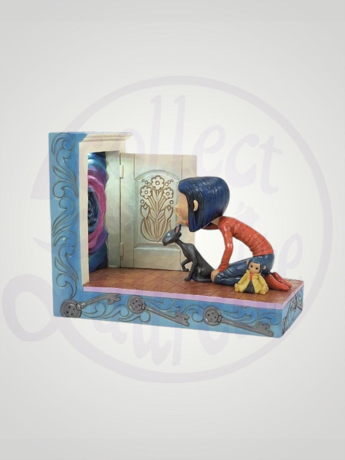 Jim Shore Coraline - Through the Keyhole Coraline with Secret Door Figurine - PREORDER