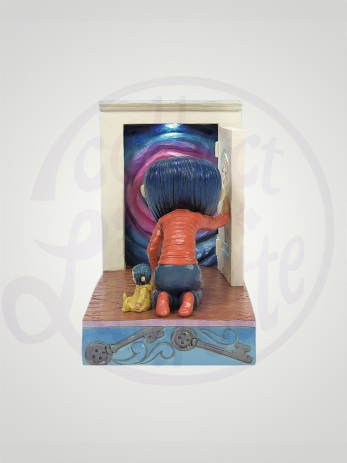 Jim Shore Coraline - Through the Keyhole Coraline with Secret Door Figurine - PREORDER