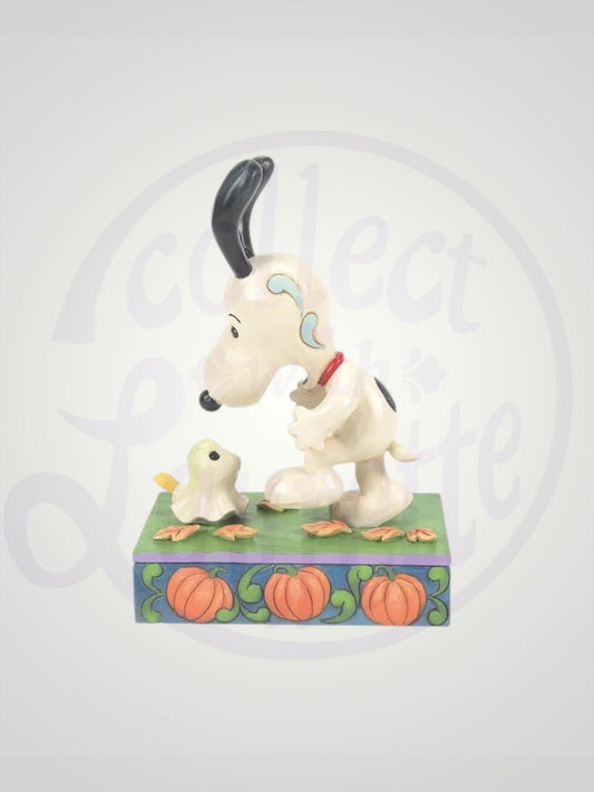 Jim Shore Peanuts - A Spooky Encounter Snoopy Woodstock Ghost Halloween Figurine - PREORDER