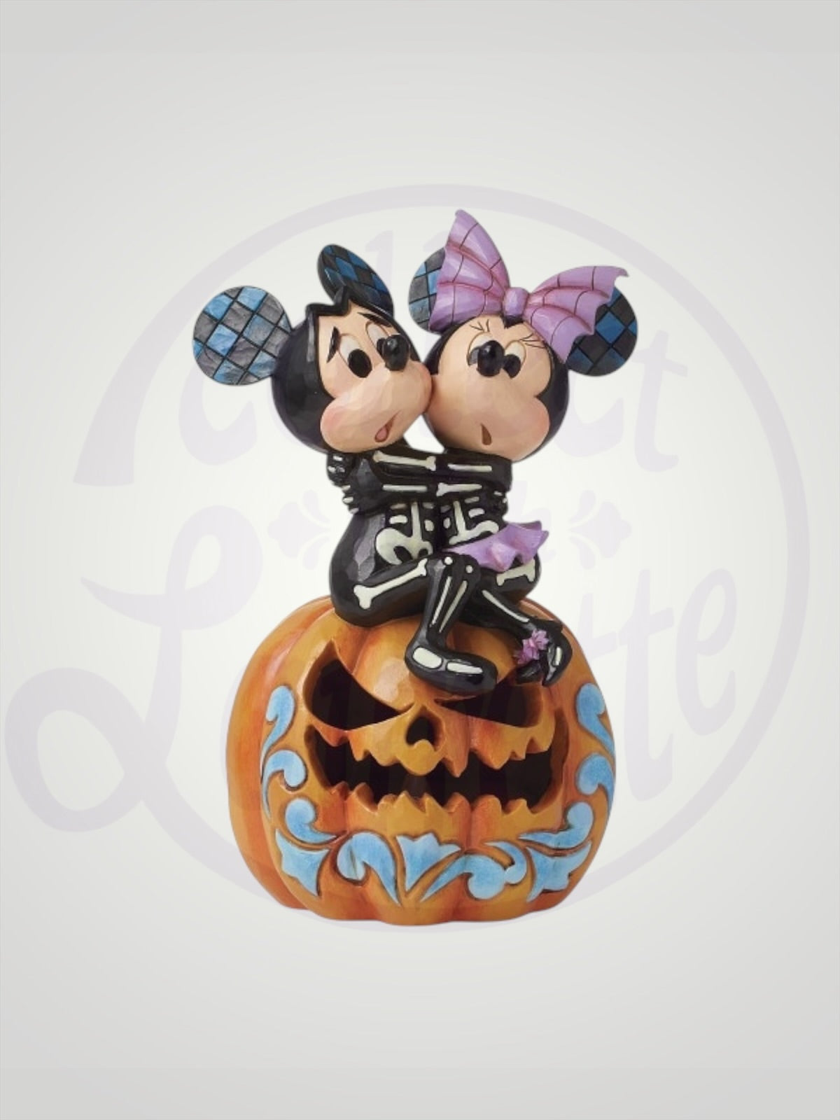 Jim Shore Disney Traditions - Spine-Tingling Sweethearts Mickey and Minnie Scared Skeletons Halloween Figurine - PREORDER