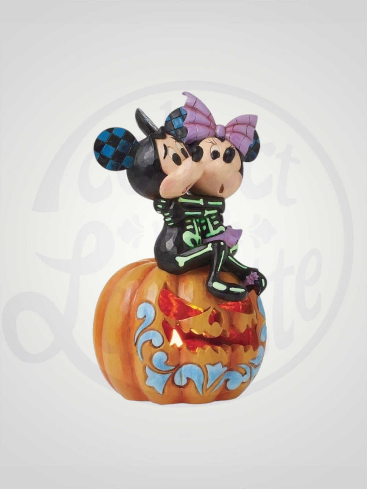 Jim Shore Disney Traditions - Spine-Tingling Sweethearts Mickey and Minnie Scared Skeletons Halloween Figurine - PREORDER