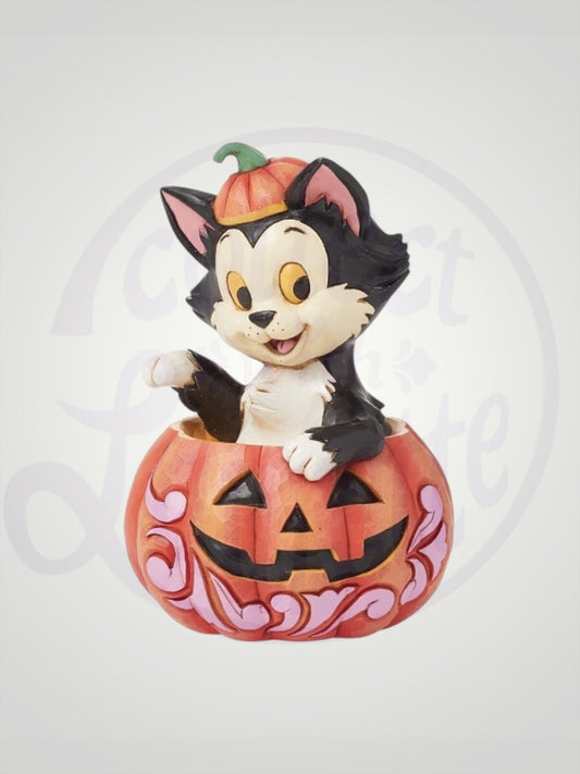 Jim Shore Disney Traditions - Figaro in Jack-o-Lantern Mini Halloween Figurine - PREORDER