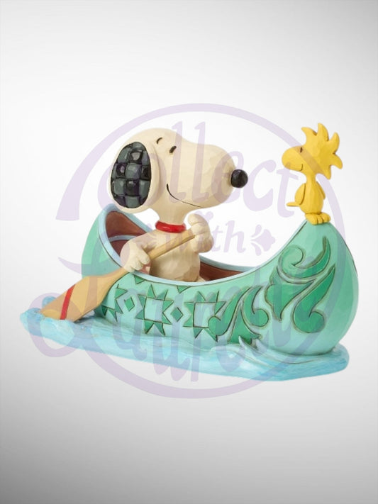 Jim Shore Peanuts - Canoe Believe It Snoopy Woodstock Figurine - PREORDER
