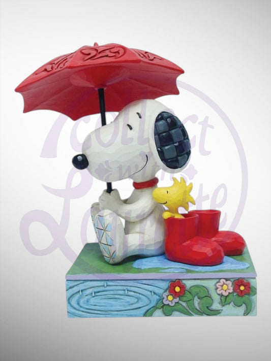 Jim Shore Peanuts - Just a Rainy Day Snoopy Woodstock Figurine - PREORDER