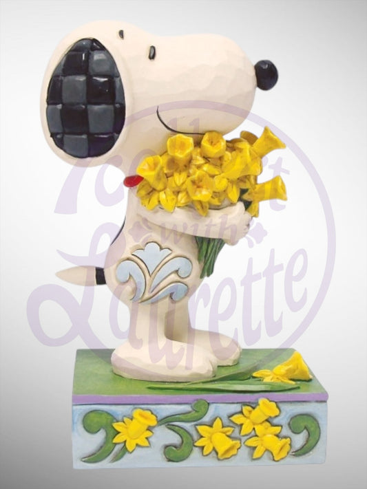 Jim Shore Peanuts - A Bouquet of Happiness Snoopy Daffodils Figurine - PREORDER