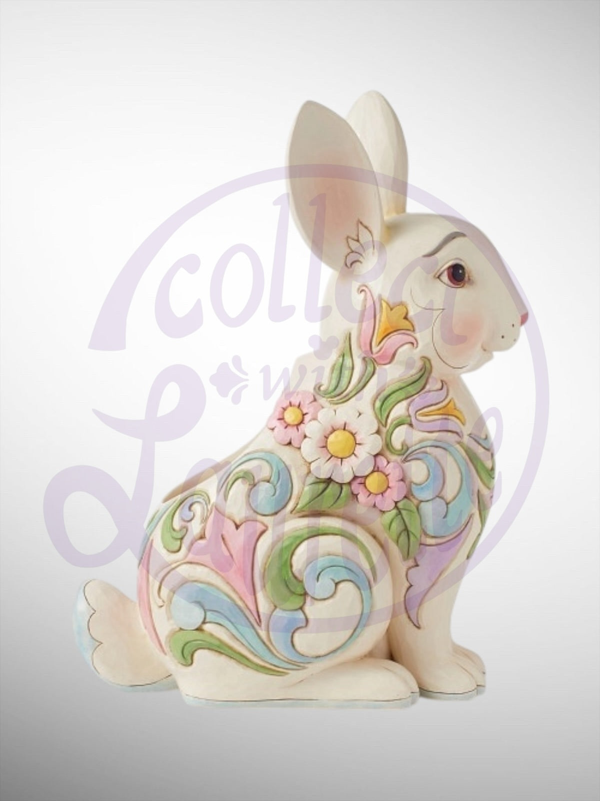 Jim Shore Heartwood Creek - White Floral Rabbit Planter Figurine