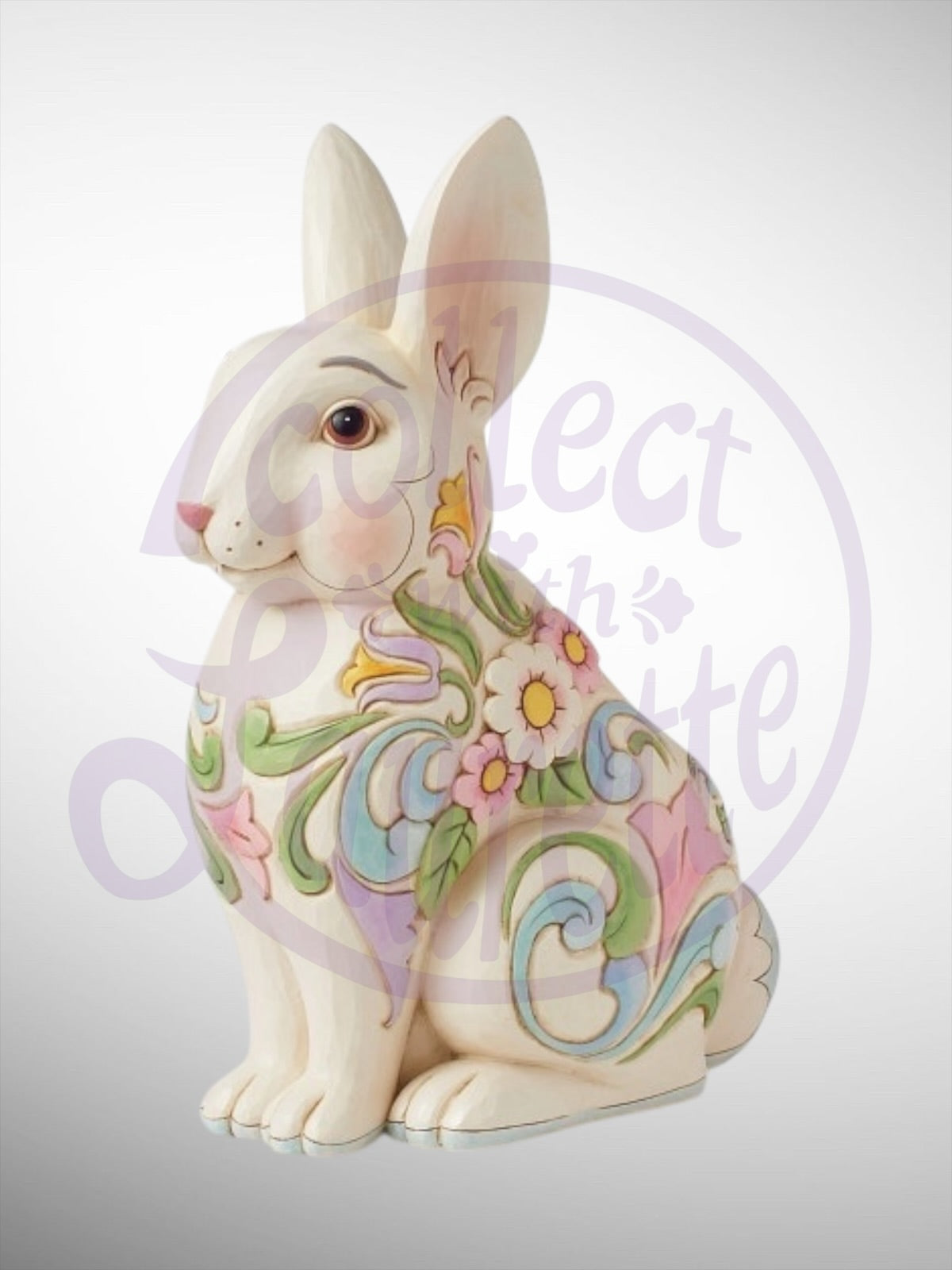 Jim Shore Heartwood Creek - White Floral Rabbit Planter Figurine