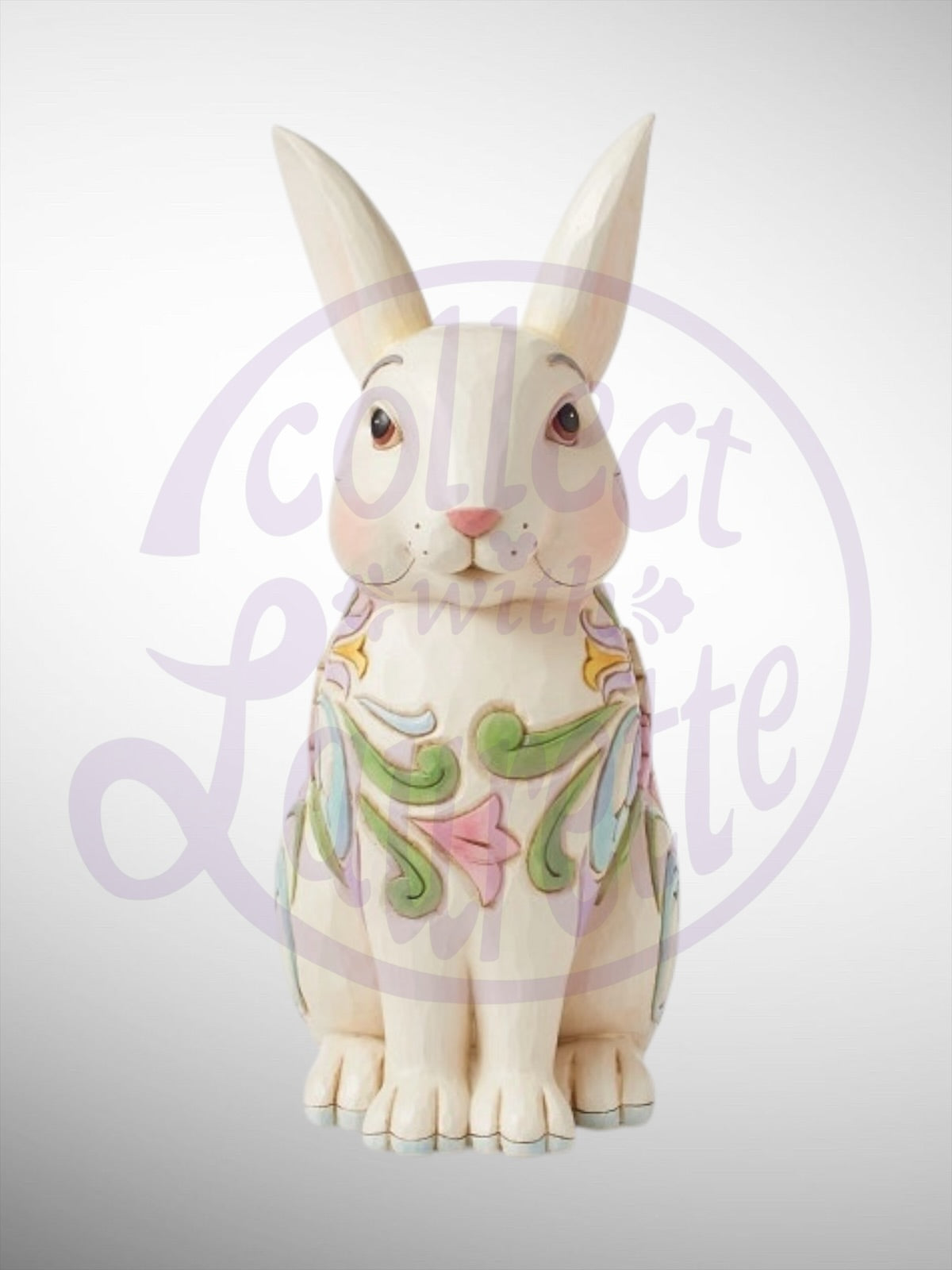 Jim Shore Heartwood Creek - White Floral Rabbit Planter Figurine