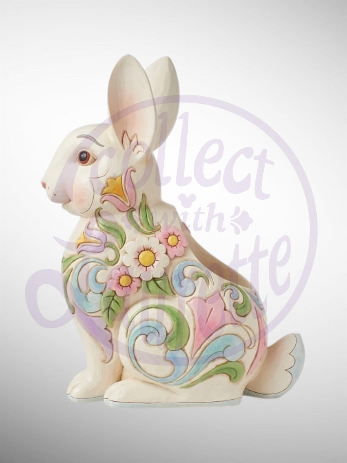 Jim Shore Heartwood Creek - White Floral Rabbit Planter Figurine