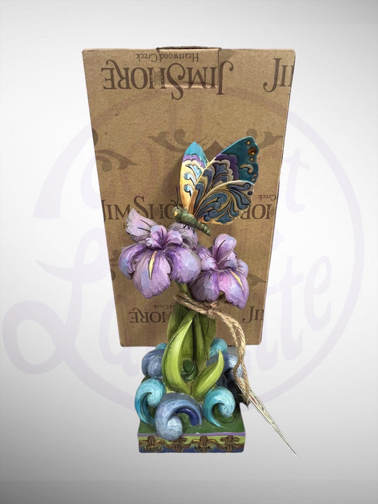 Jim Shore Heartwood Creek -Iris In Bloom Spring Flower Butterfly Figurine