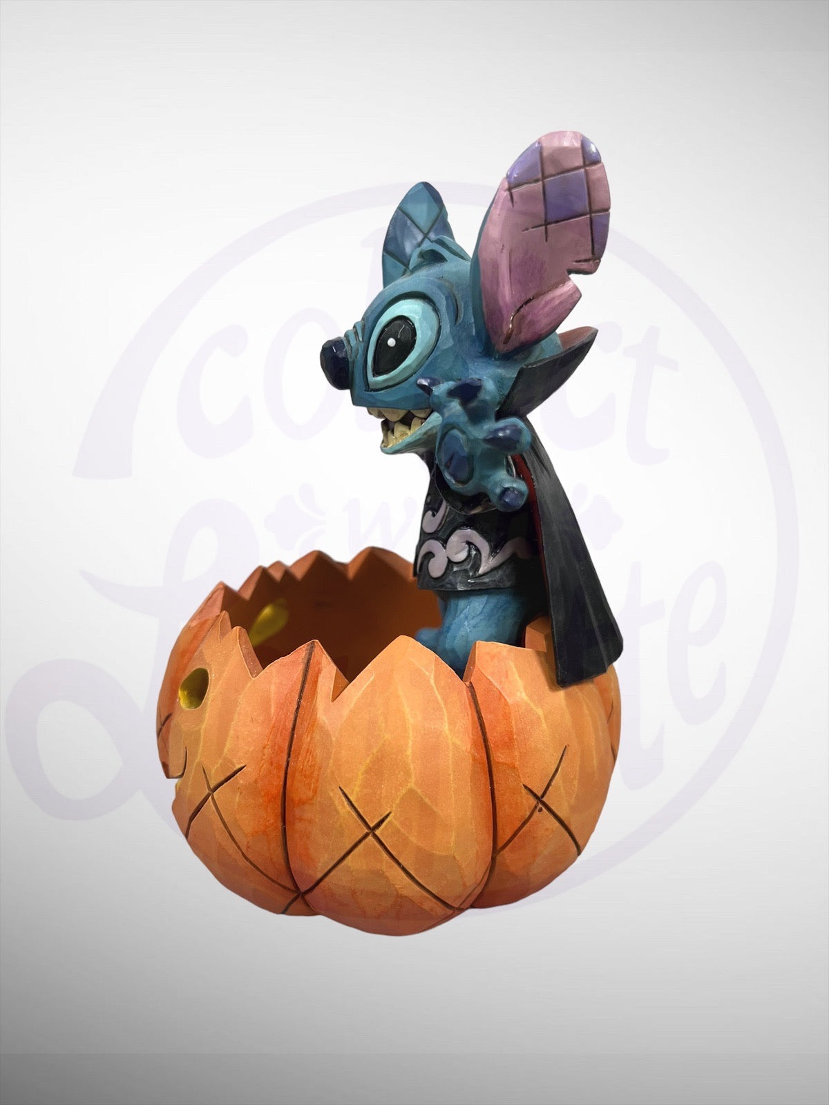 Jim Shore Disney Traditions - Happy Halloween Light Up Stitch Pumpkin Figurine (No Box)