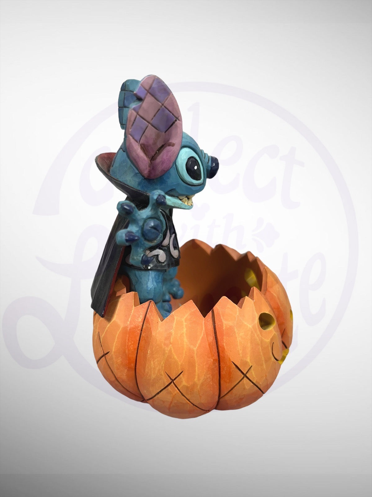 Jim Shore Disney Traditions - Happy Halloween Light Up Stitch Pumpkin Figurine (No Box)