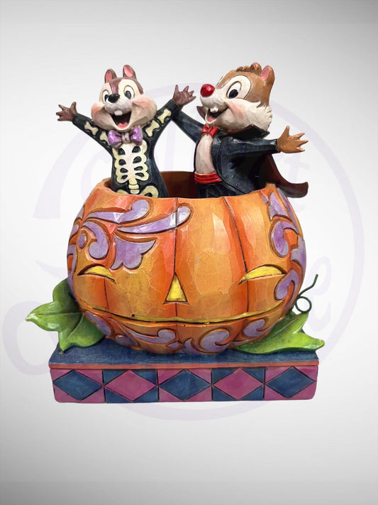 Jim Shore Disney Traditions - Tiny Tricksters Chip and Dale Halloween Figurine (No Box)