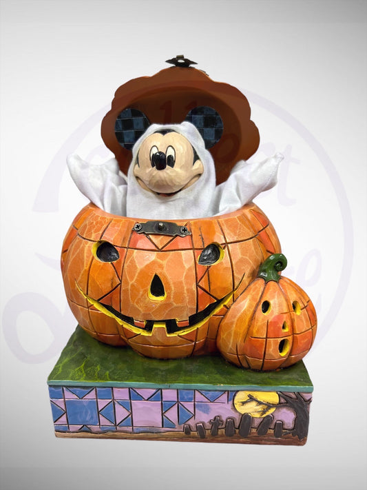 Jim Shore Disney Traditions - Beware of the Pumpkin Patch Mickey Mouse Halloween Figurine (No Box)