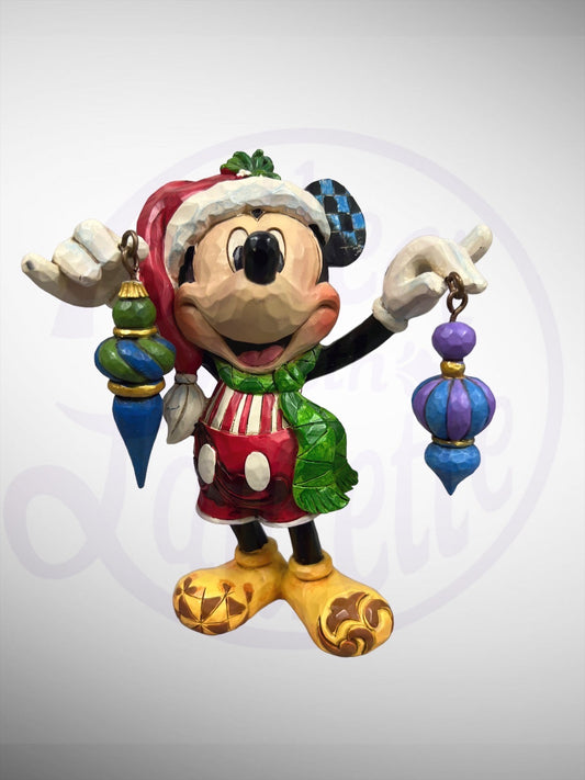 Jim Shore Disney Traditions - Deck the Halls Mickey Mouse Christmas Figurine (No Box)