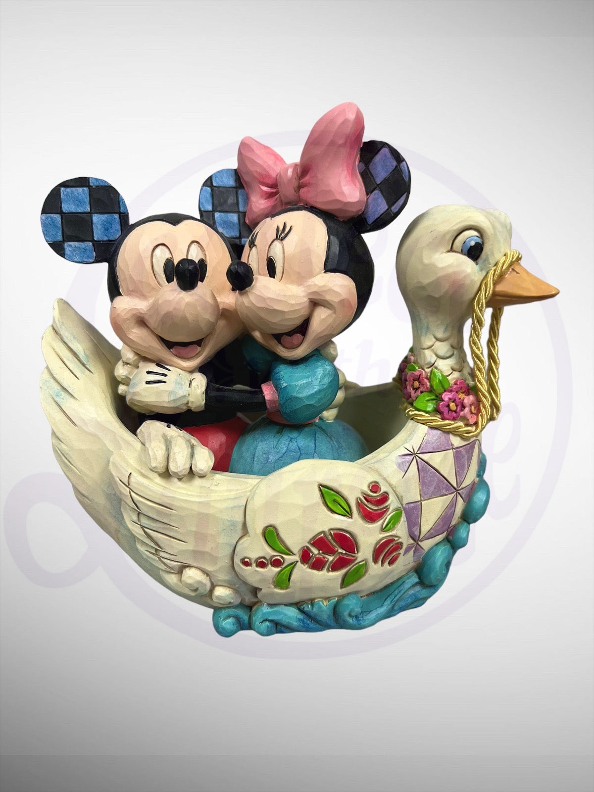 Jim Shore Disney Traditions - Lovebirds Mickey Minnie Swan Figurine (No Box)