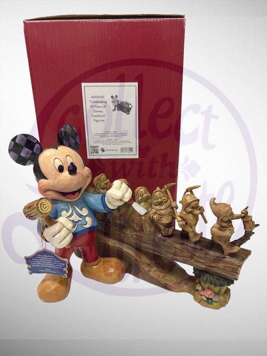 Jim Shore Disney Traditions - Celebrating 10 Years of Disney Traditions Mickey carving Dwarfs Figurine