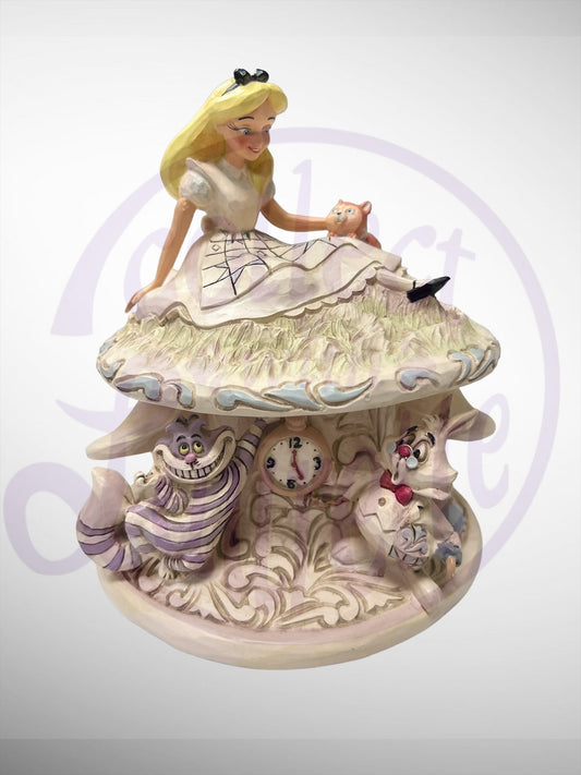 Jim Shore Disney Traditions -Whimsy and Wonder Alice in Wonderland White Woodland Figurine (no box)