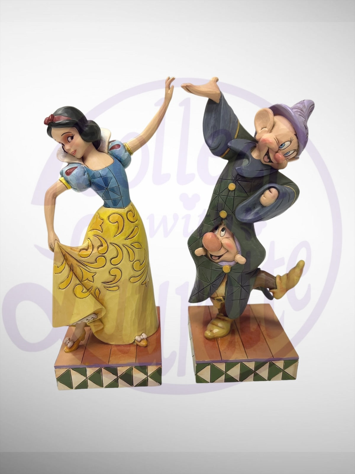 Jim Shore Disney Traditions - Dancing Partners Snow White Dopey Sneezy Figurine Set (No Box)