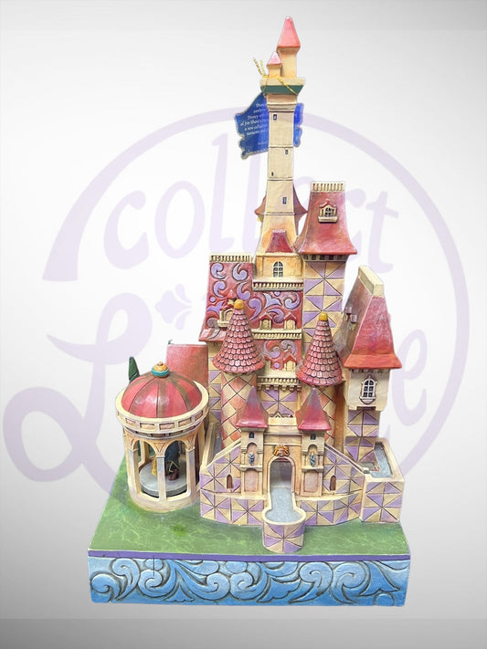 Jim Shore Disney Traditions - Enchanted Kingdom Beauty and the Beast  Musical Light Up Castle Figurine (No Box)