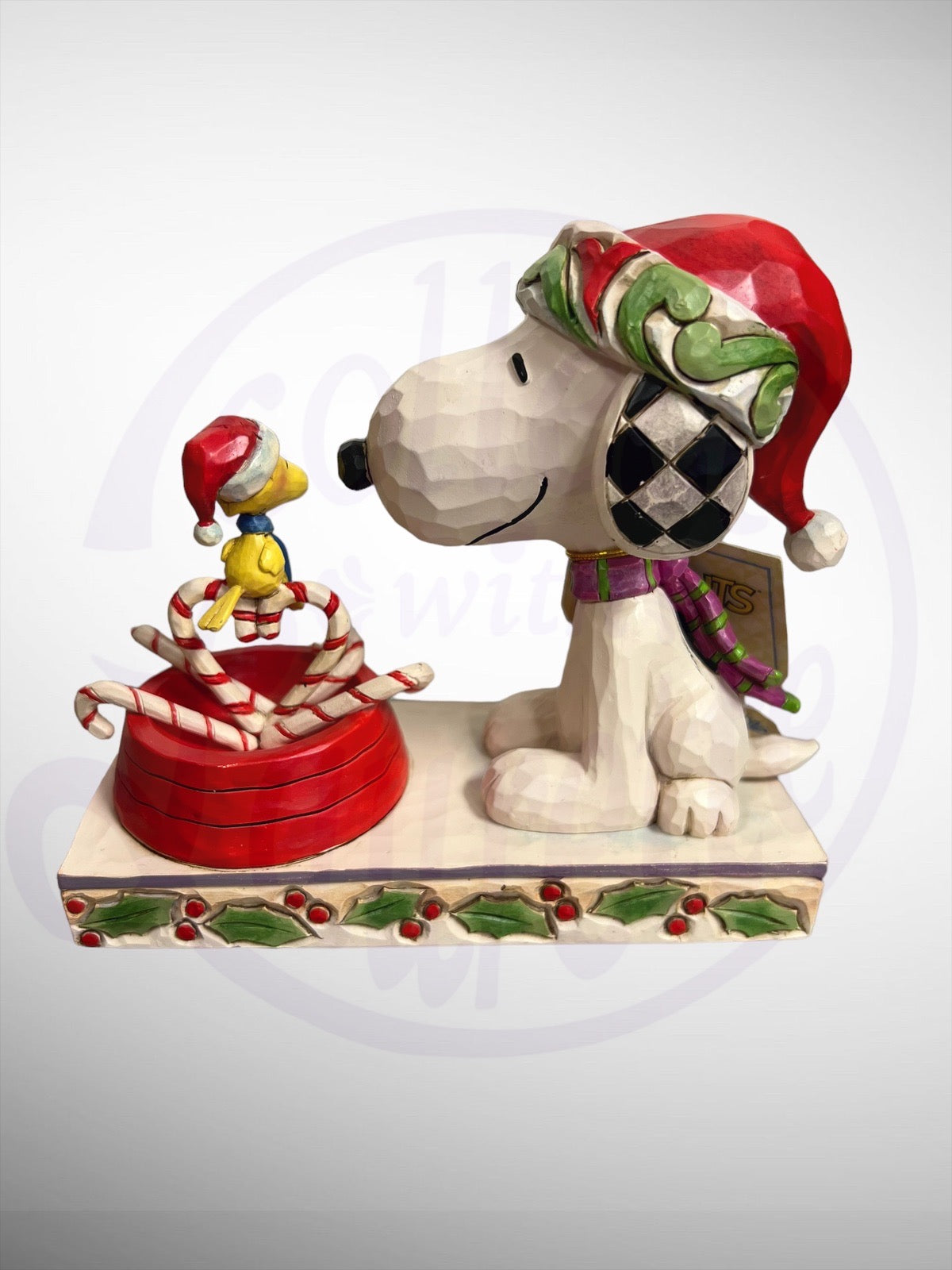 Jim Shore Peanuts - Candy Cane Christmas Snoopy Woodstock Figurine