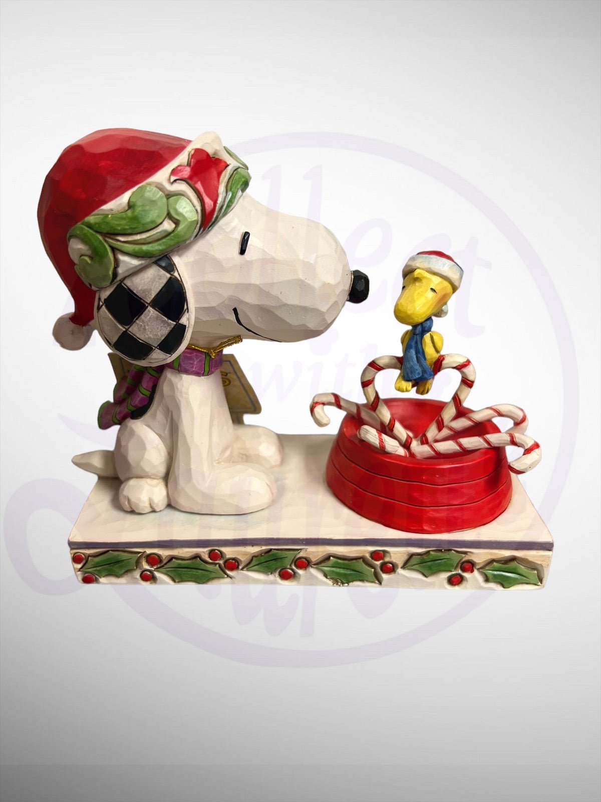 Jim Shore Peanuts - Candy Cane Christmas Snoopy Woodstock Figurine