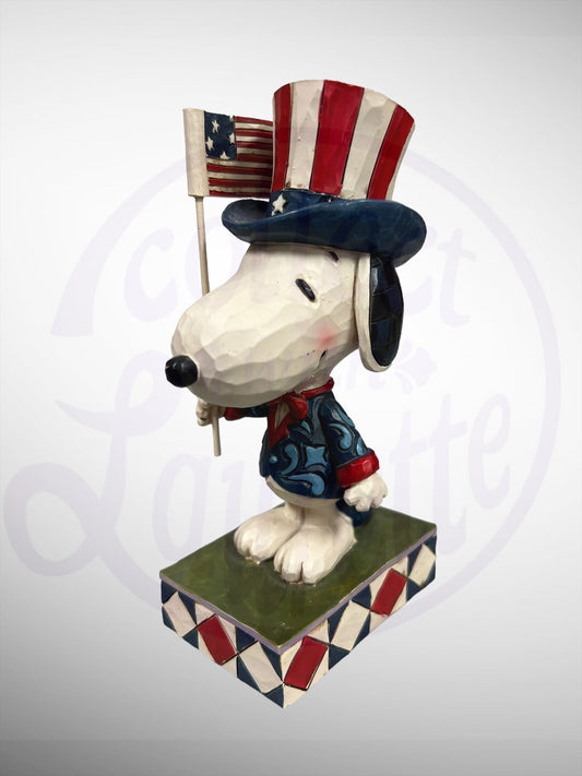 Jim Shore Peanuts - Patriot Snoopy Patriotic Flag Figurine (No Box)