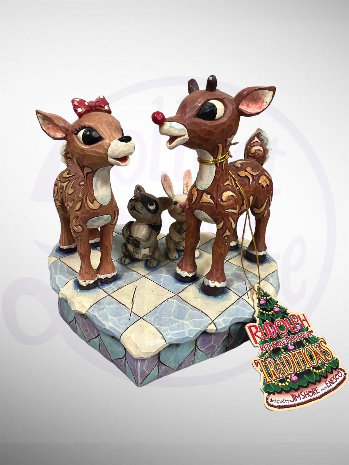 Jim Shore Rudolph Traditions - Rudolph & Clarice Bunny Raccoon Figurine