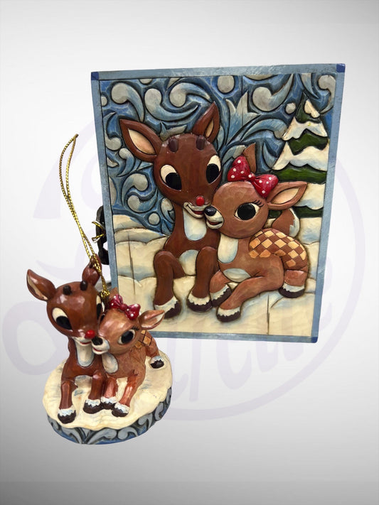 Jim Shore Rudolph Traditions - Rudolph & Clarice Ornament with Keepsake Box