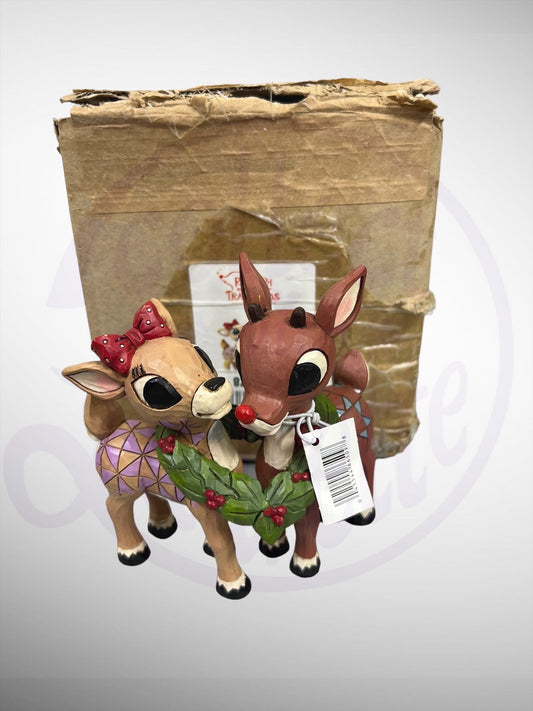 Jim Shore Rudolph Traditions - Rudolph & Clarice Wreath Figurine