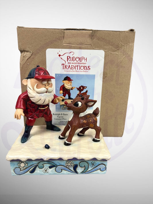 Jim Shore Rudolph Traditions - Rudolph & Santa Fake Nose Figurine