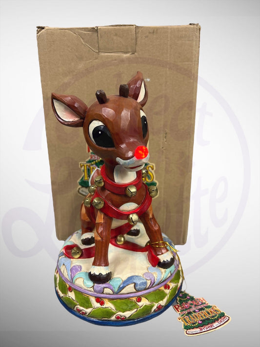 Jim Shore Rudolph Traditions - Rudolph Musical Figurine with Light Up Blinking Nose