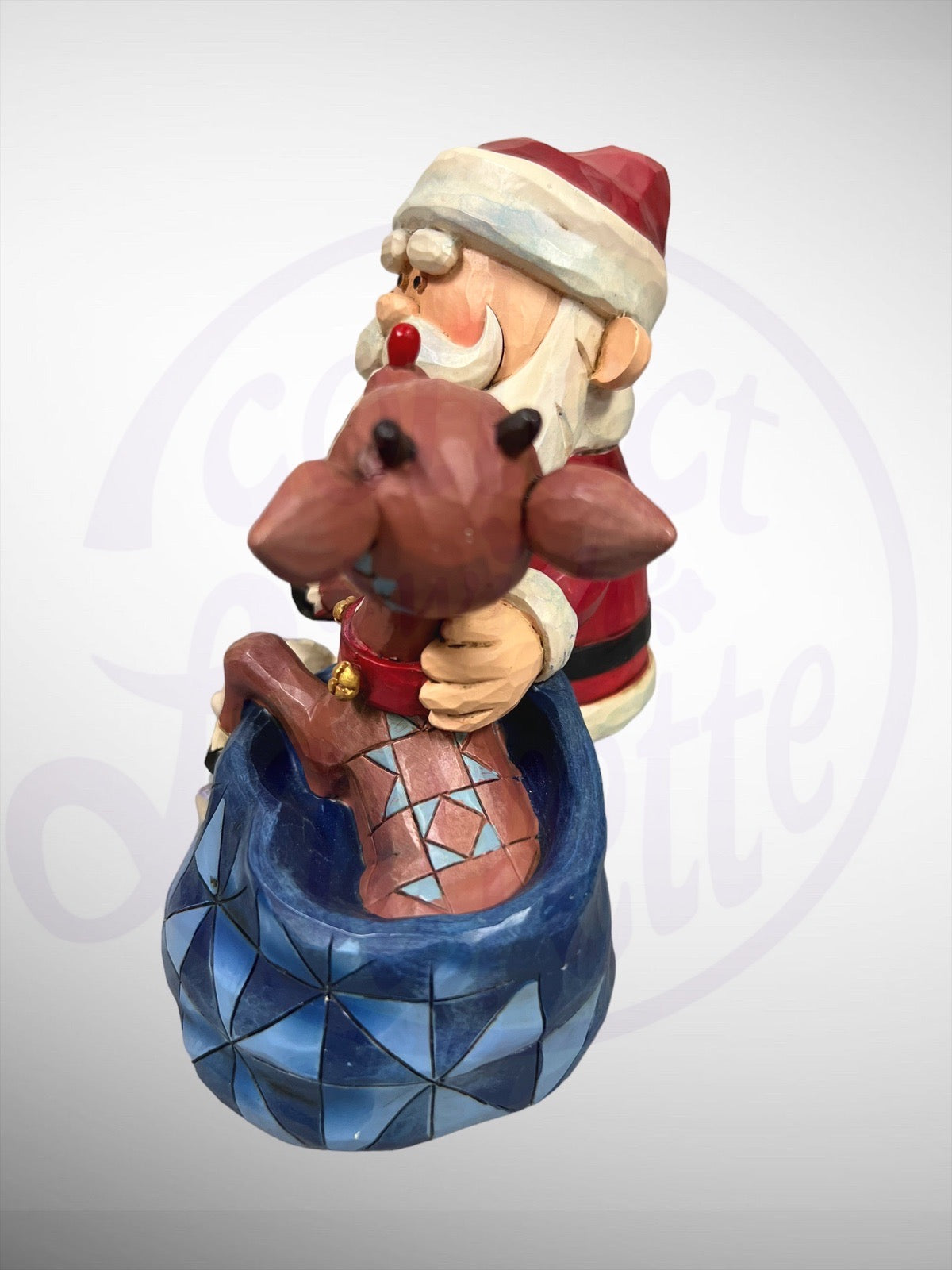 Jim Shore Rudolph Traditions - Santa & Rudolph with Blinking Nose Spotted Elephant Figurine