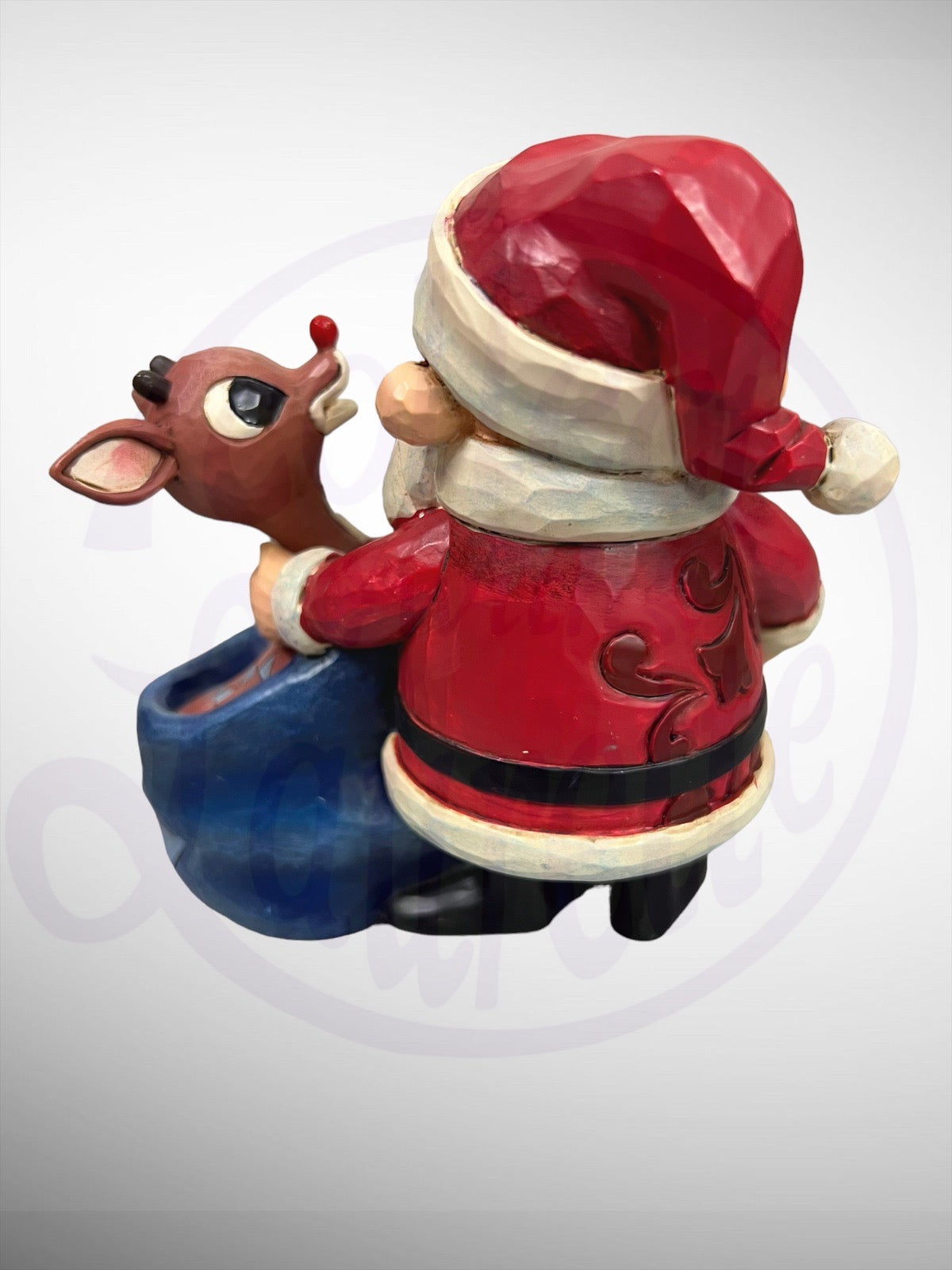 Jim Shore Rudolph Traditions - Santa & Rudolph with Blinking Nose Spotted Elephant Figurine