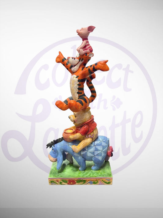 Jim Shore Disney Traditions - Built By Friendship Winnie the Pooh, Tigger, Eeyore, Piglet Stacked Figurine (no box)