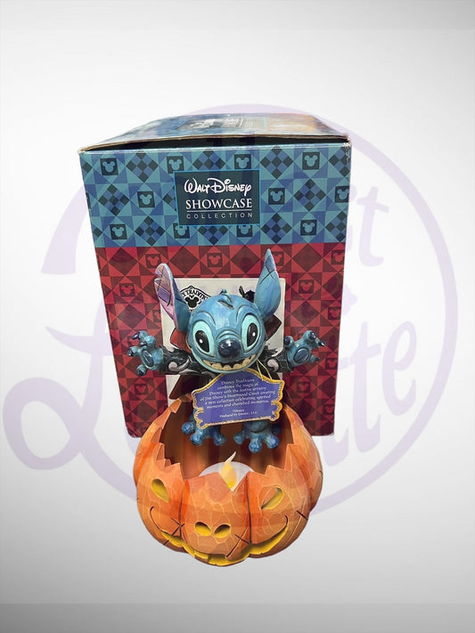 Jim Shore Disney Traditions - Happy Halloween Light Up Stitch Pumpkin Figurine