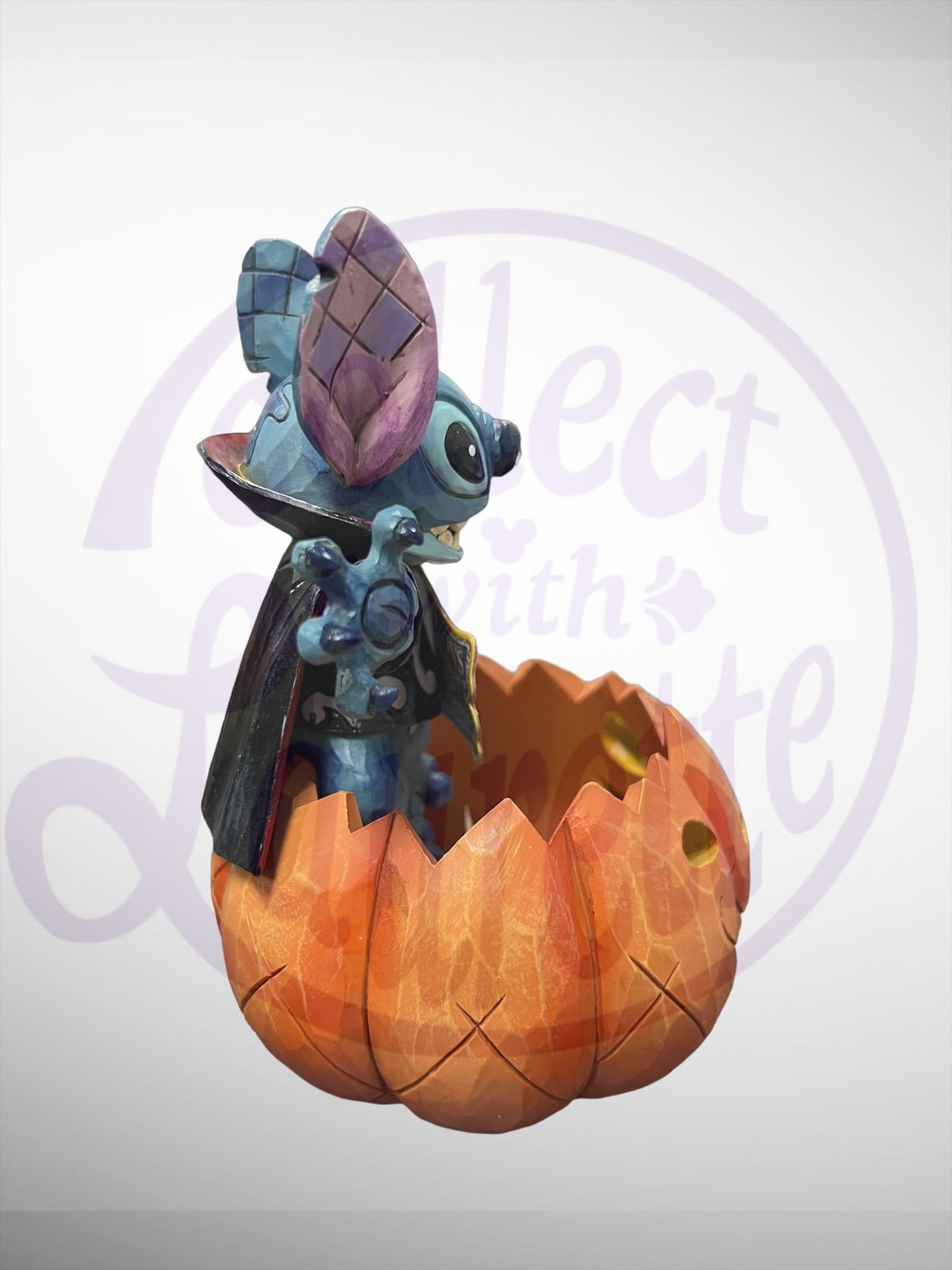 Jim Shore Disney Traditions - Happy Halloween Light Up Stitch Pumpkin Figurine