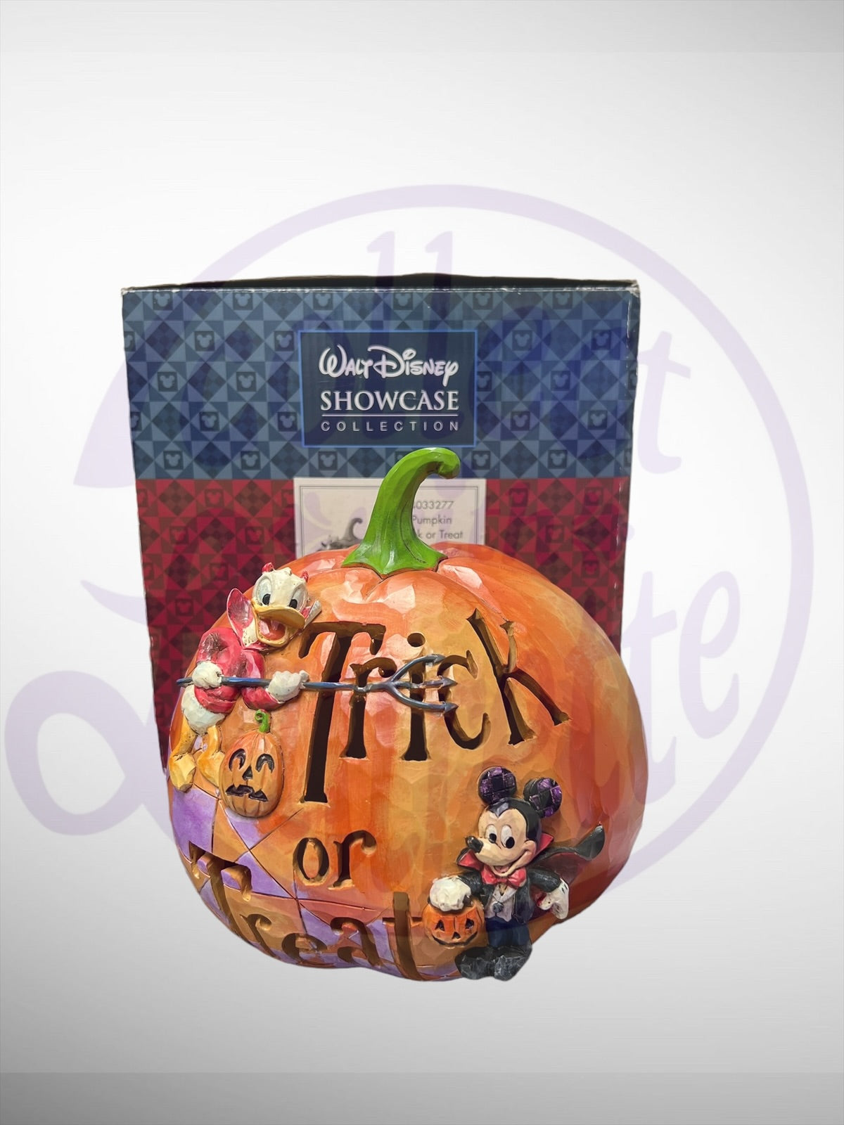 Jim Shore Disney Traditions - Pumpkin Trick or Treat with Mickey Donald Light Up Figurine