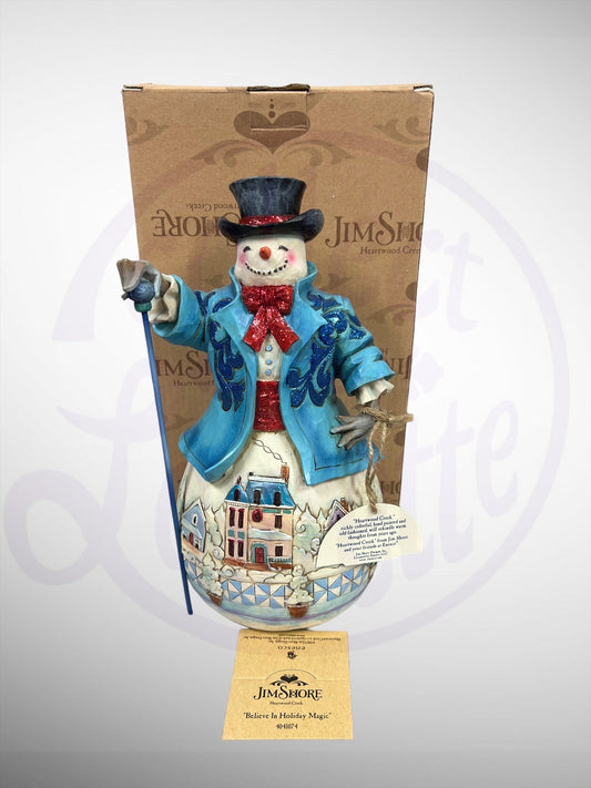 Jim Shore Heartwood Creek - Believe in Holiday Magic Snowman Street Scene Figurine