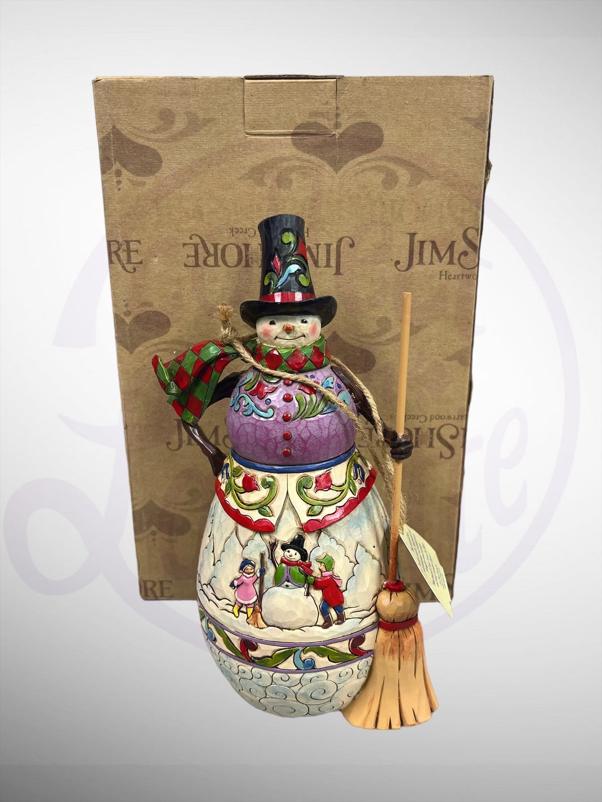 Jim Shore Heartwood Creek - Snow Days Snowman Broom with Snowman Scene Figurine